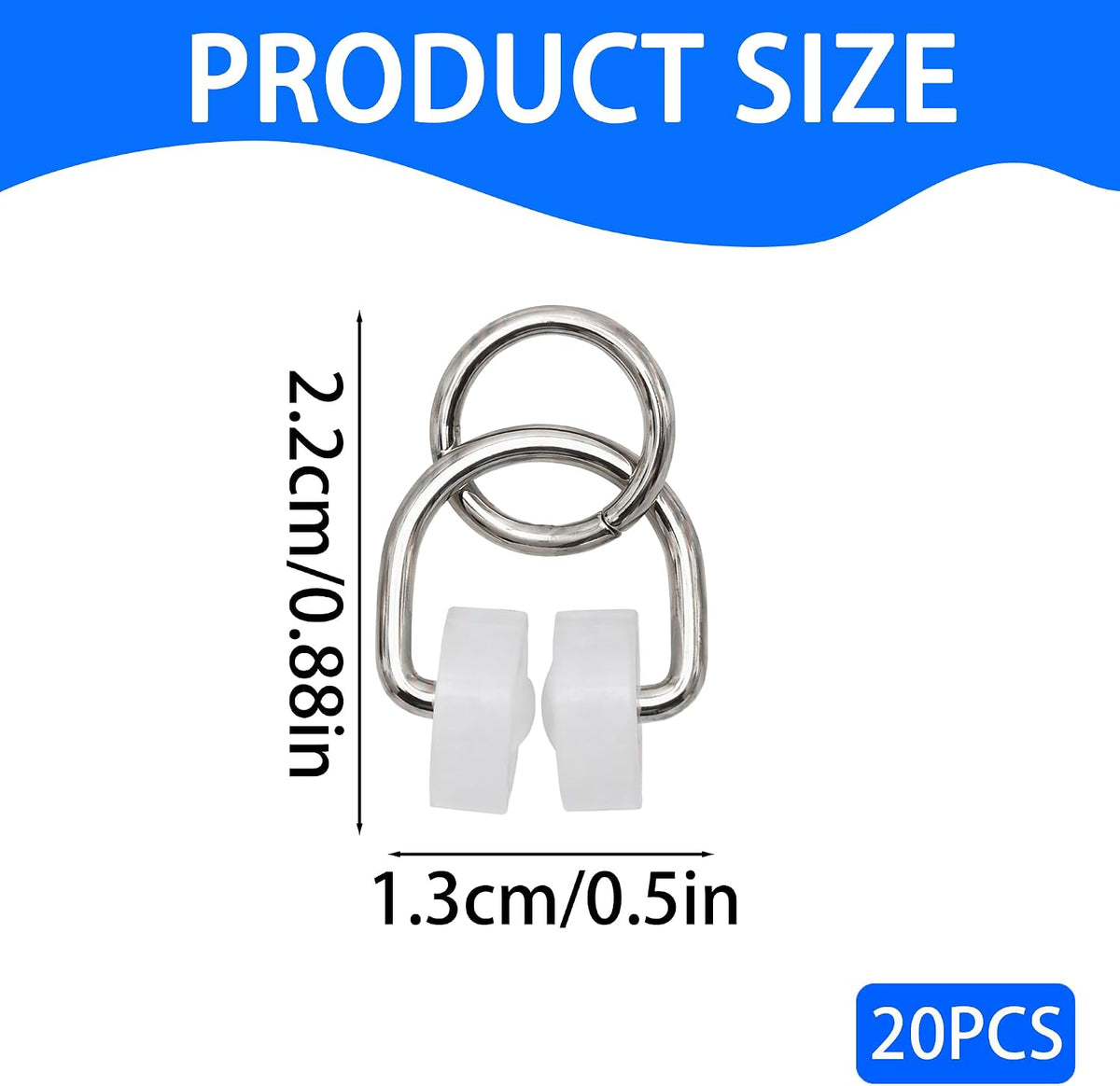 20 Pack RV Curtain Track Clips, Plastic Curtain Track Gliders Rollers Hooks for Camper Shower Drapes, Curtain Slider Track Accessories for Travel Trailer Motorhome