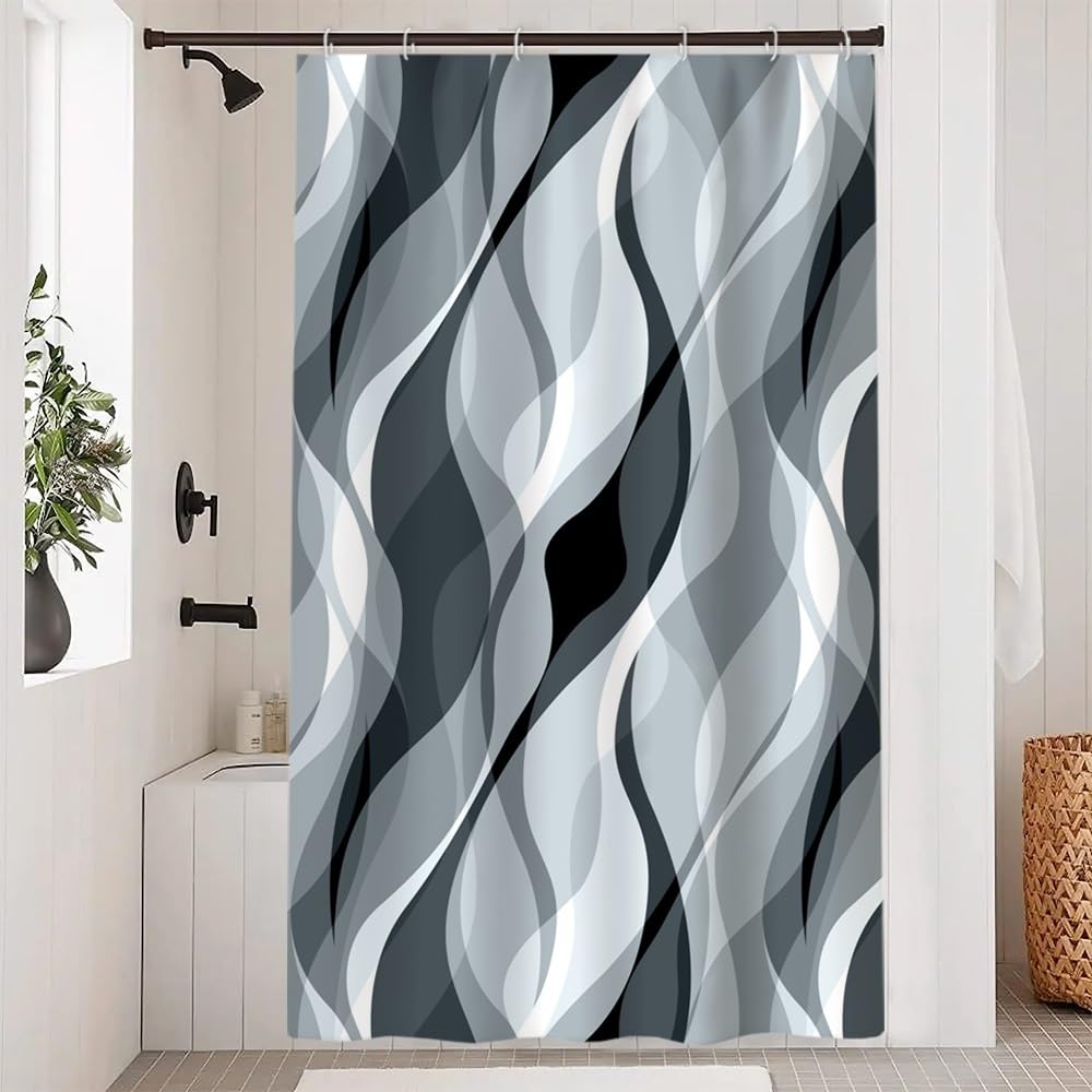 Brown Shower Curtain, Grey and Brown Striped Bathroom Decor 72x72
