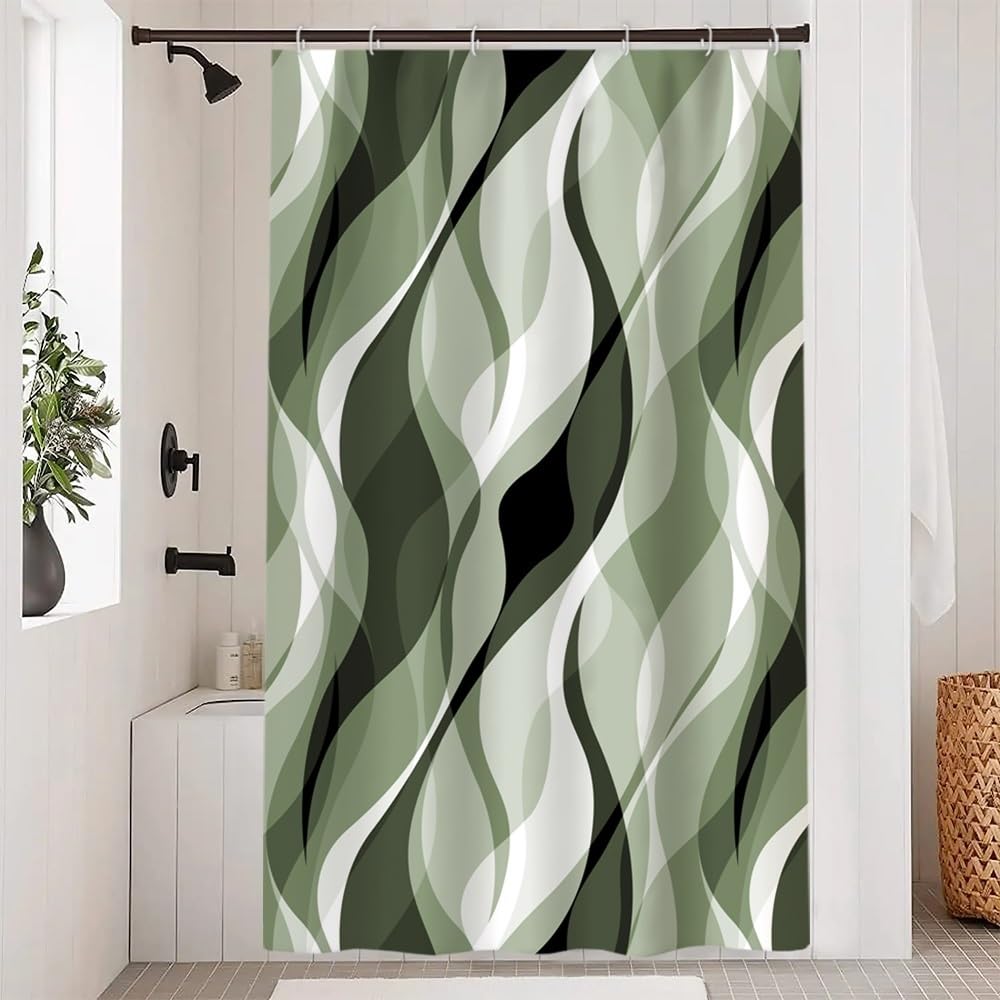 Brown Shower Curtain, Grey and Brown Striped Bathroom Decor 72x72