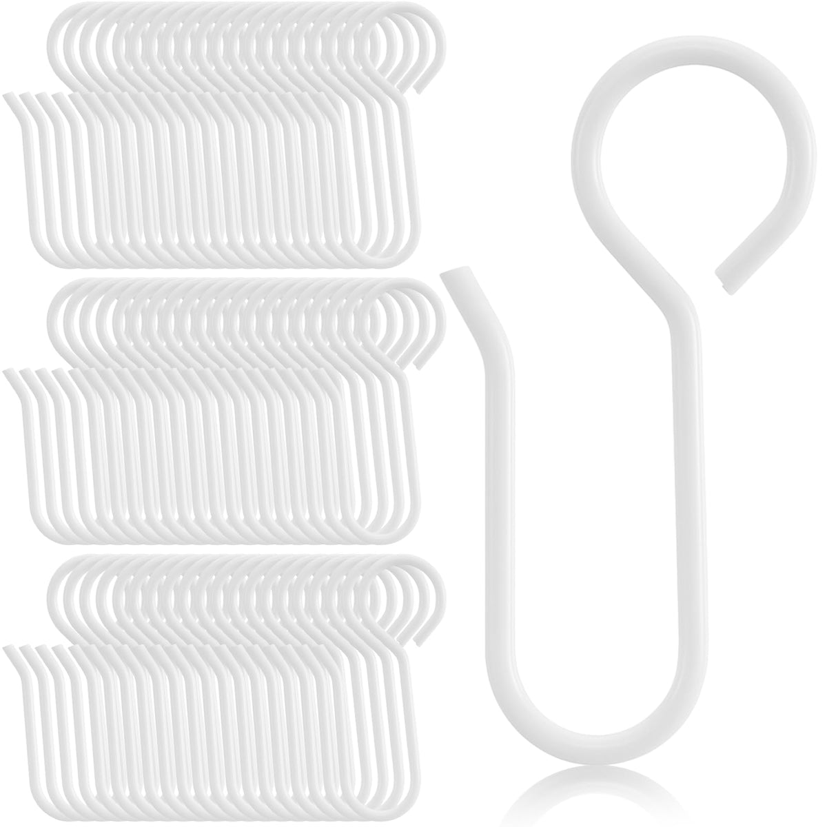 Jetec 60 Pcs Metal Curtain Track Hooks S Shaped for Drape, Silver