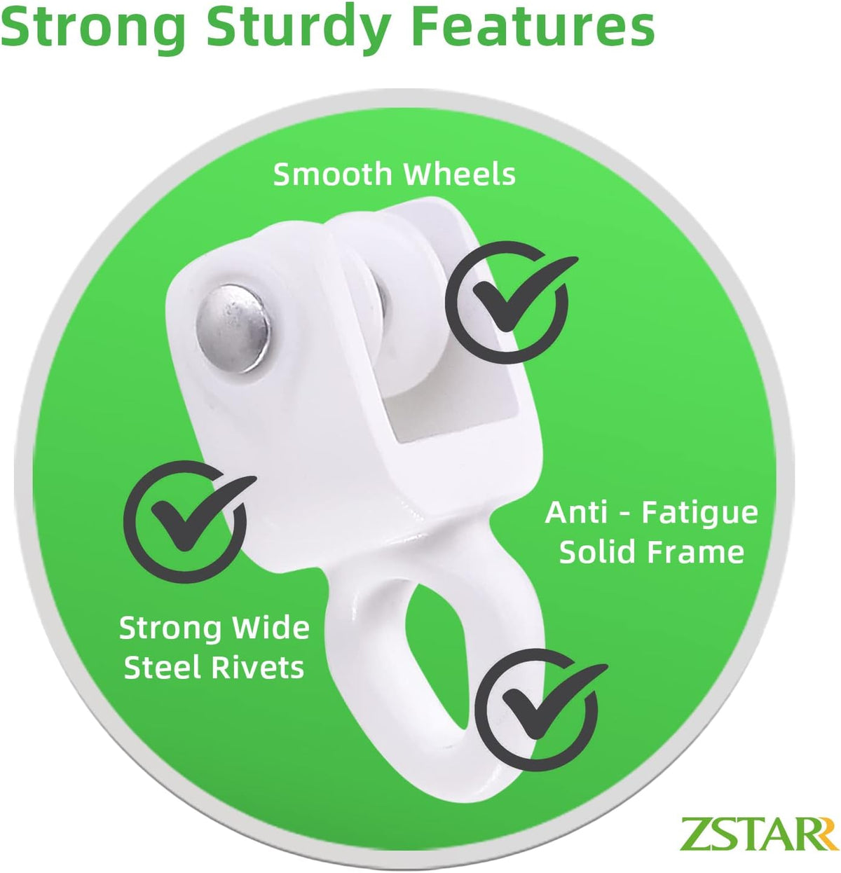 ZSTARR Heavy Duty Gliders for I Profile Flexible Curtain Track, 20 Pack