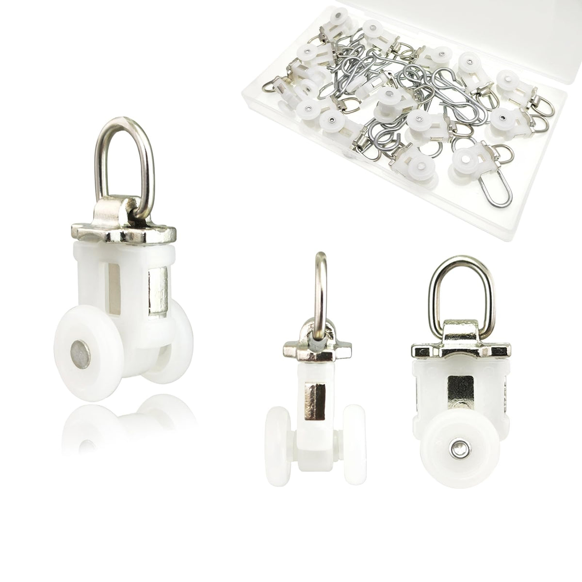 TSBS 15 Pack Ceiling Curtain Rollers, Sliding Track Gliders with Mute Wheel, Ideal for Ceiling, Wall, Room Divider, RV