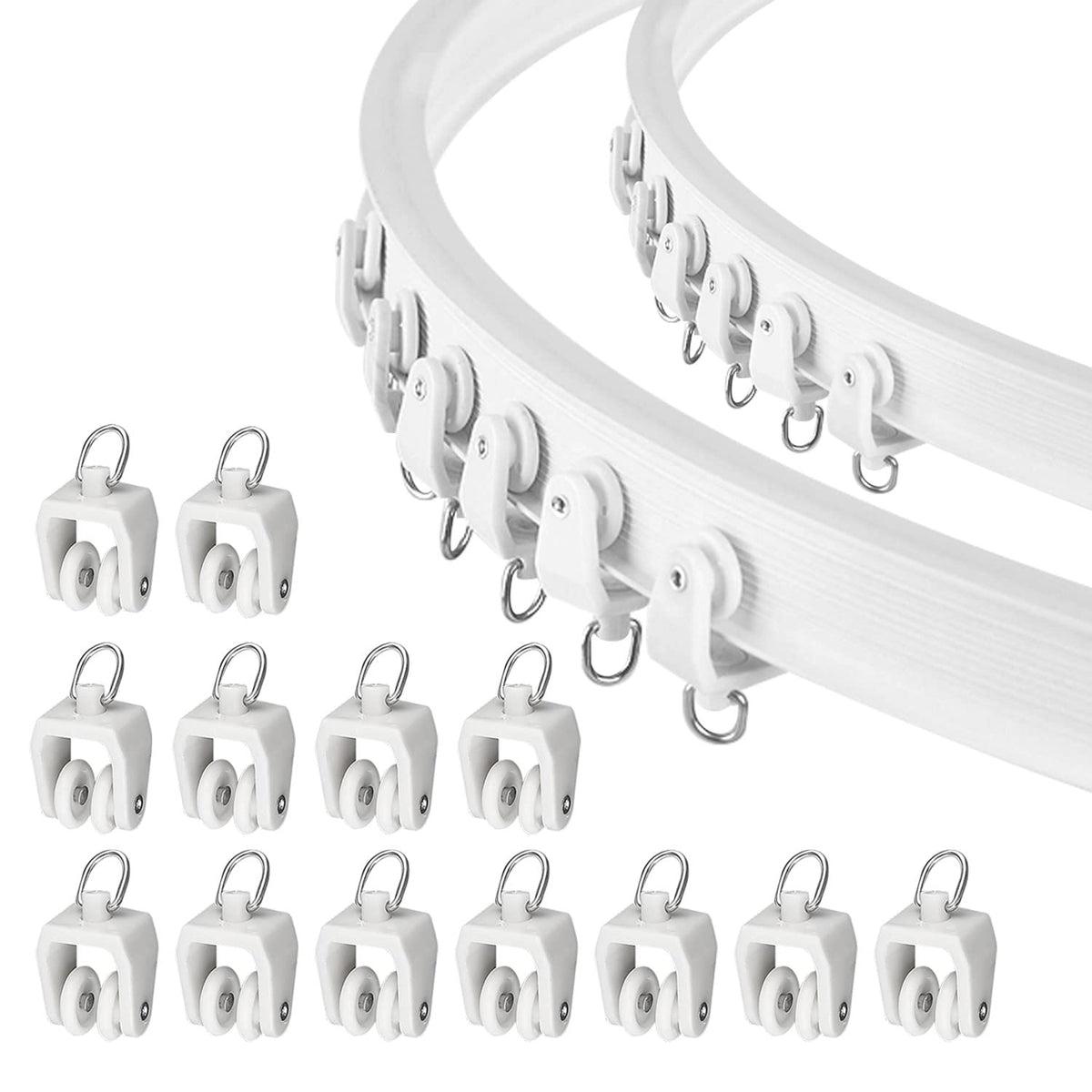 TOKPLNU Curtain Track Rollers, Flexible Bendable Curtain Track Glider 40 Pack Black Drapery Runners for Window Shower Curtain