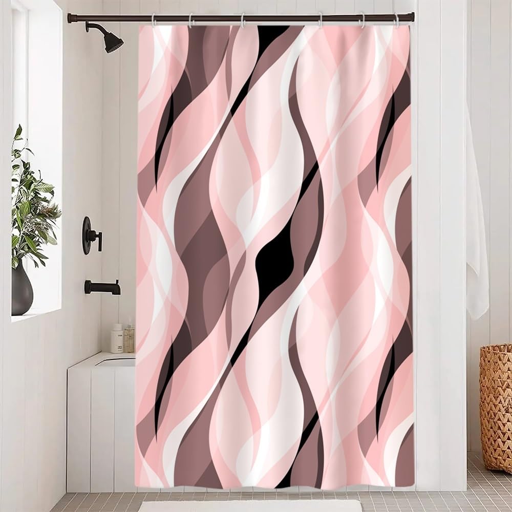 Brown Shower Curtain, Grey and Brown Striped Bathroom Decor 72x72