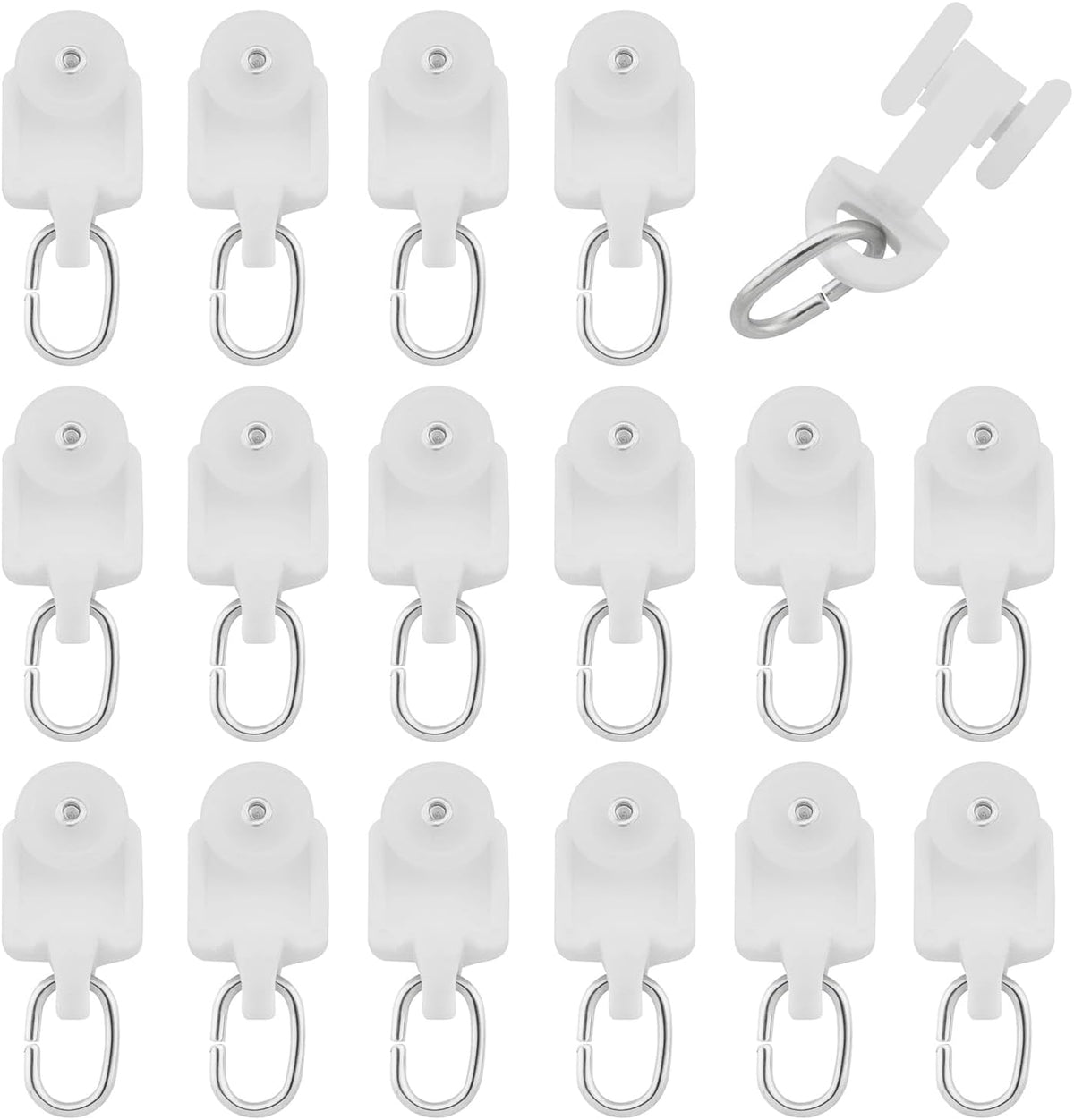 50PCS Curtain Glider Hooks, Track Rail Runner, Mute Wheel Rollers, Ball Pulley Windows Shower Curtain Tracks, Ceiling Glider
