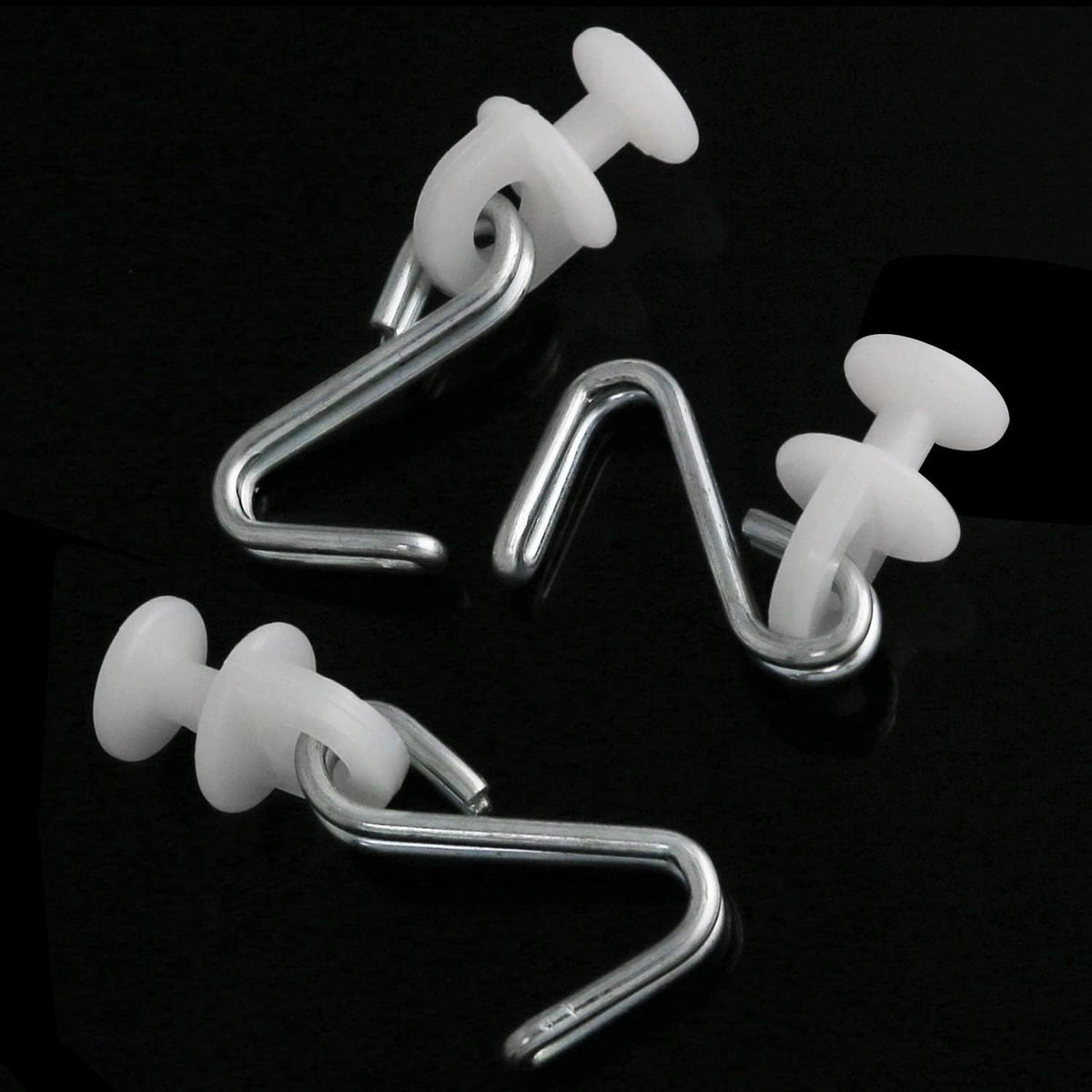 Curtain Carriers Glide ZZLZX 12 Sets Button Carrier Sliders with Metal Hook for Curtain Tracks, Shower Curtain Carriers Rollers and Hooks
