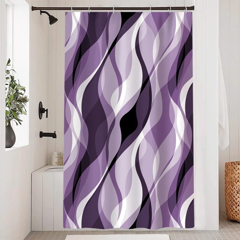 Brown Shower Curtain, Grey and Brown Striped Bathroom Decor 72x72