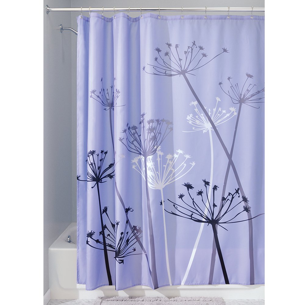iDesign Thistle Fabric Shower Curtain for Master, Guest, Kids', College Dorm Bathroom, 72" x 72", Gray and Yellow