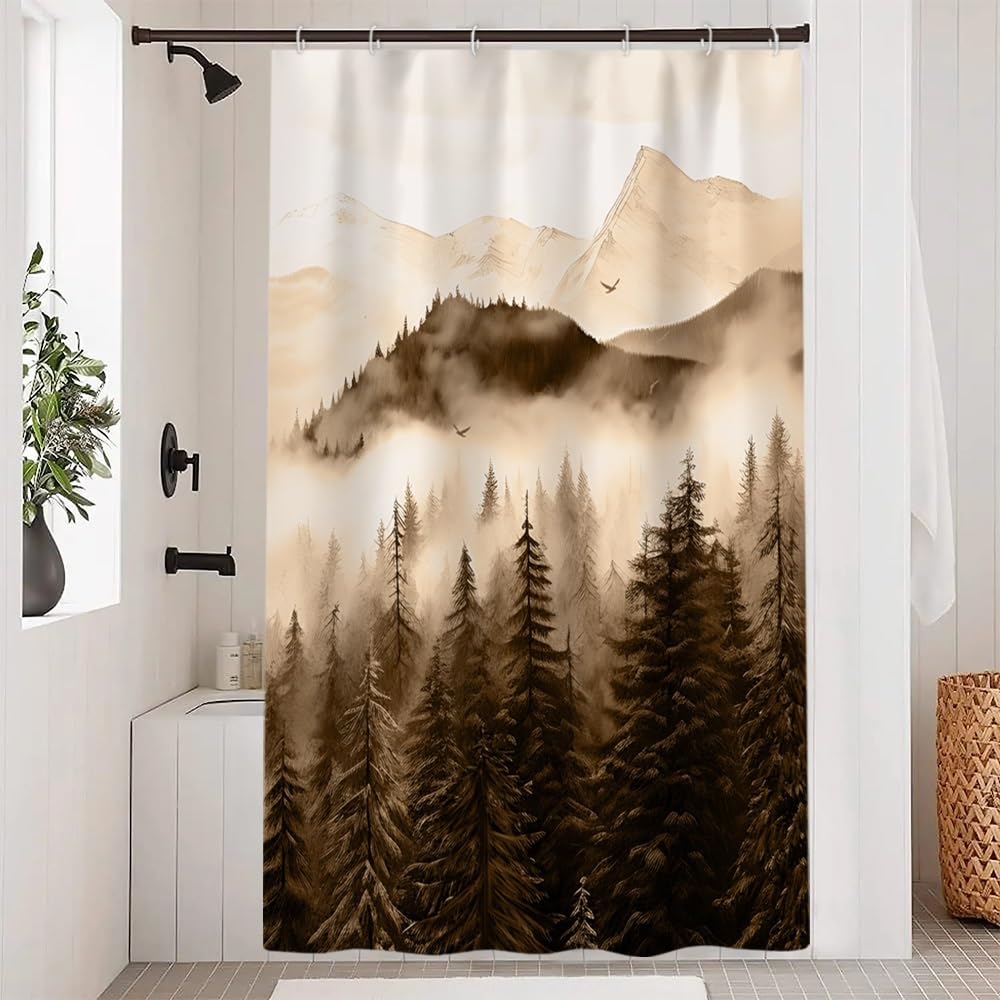 Navy Blue Forest Shower Curtain for Bathroom 72x72 Inch