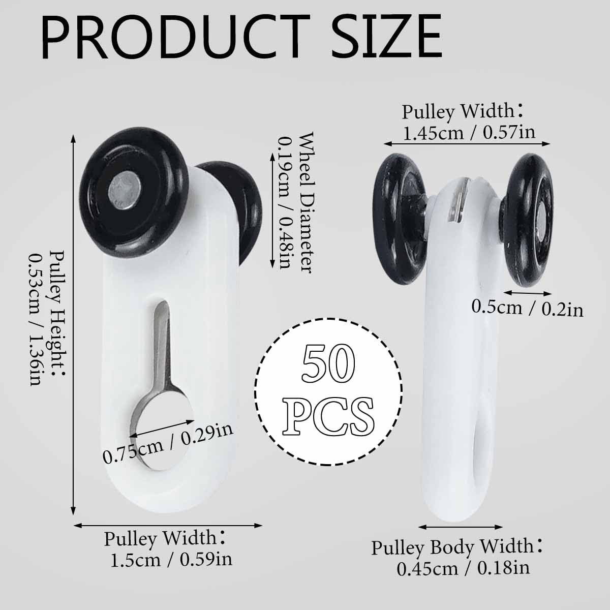 Curtain Track Rollers Mute Curtain Tracks Pulley Wheel Rollers Runners for Ceiling Wall Mount 50 Pieces