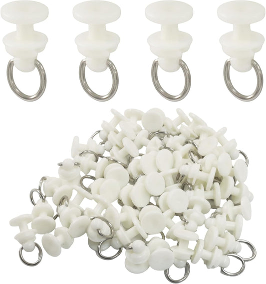 White Plastic Curtain Track Roller Hooks, 50 Pcs