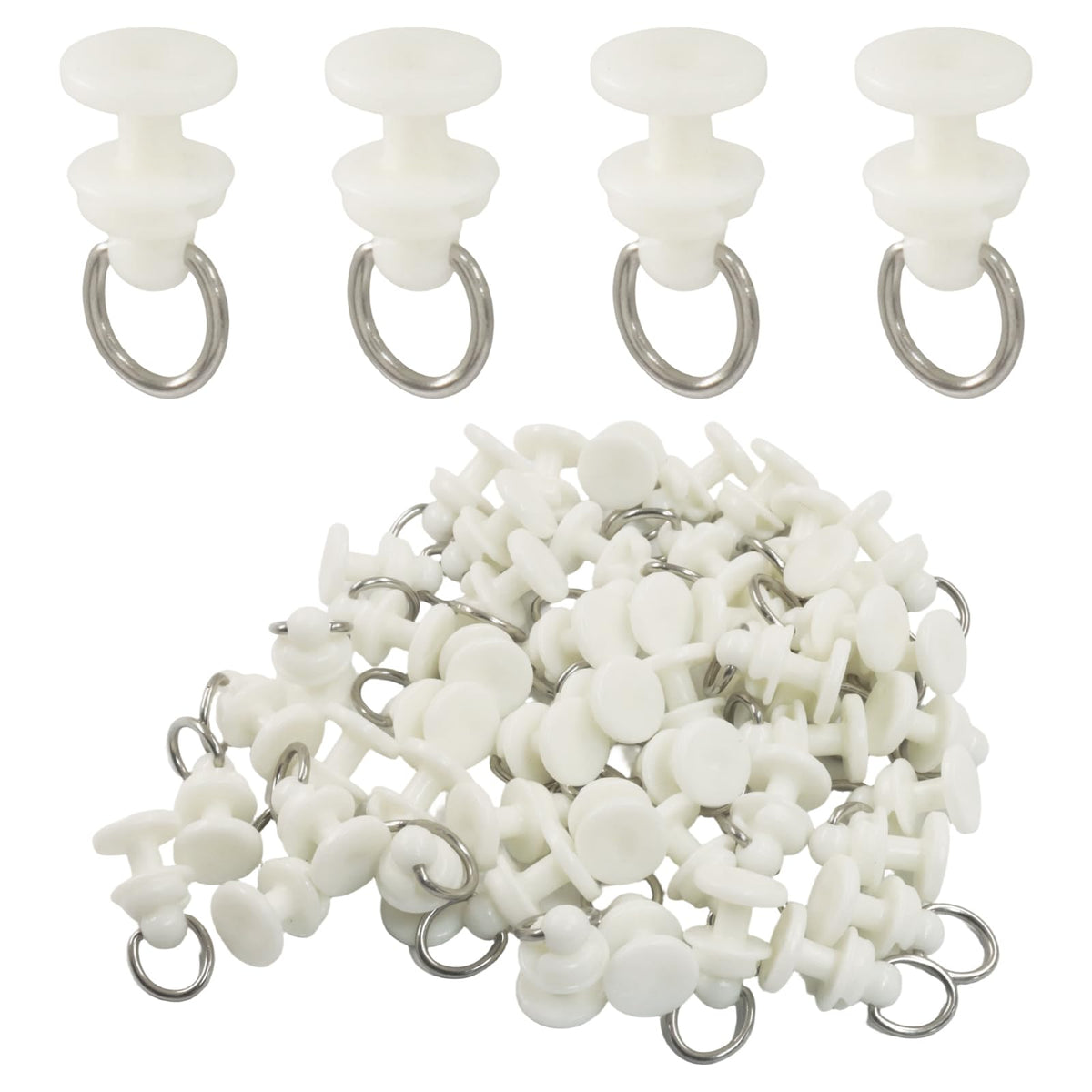 White Plastic Curtain Track Roller Hooks, 50 Pcs