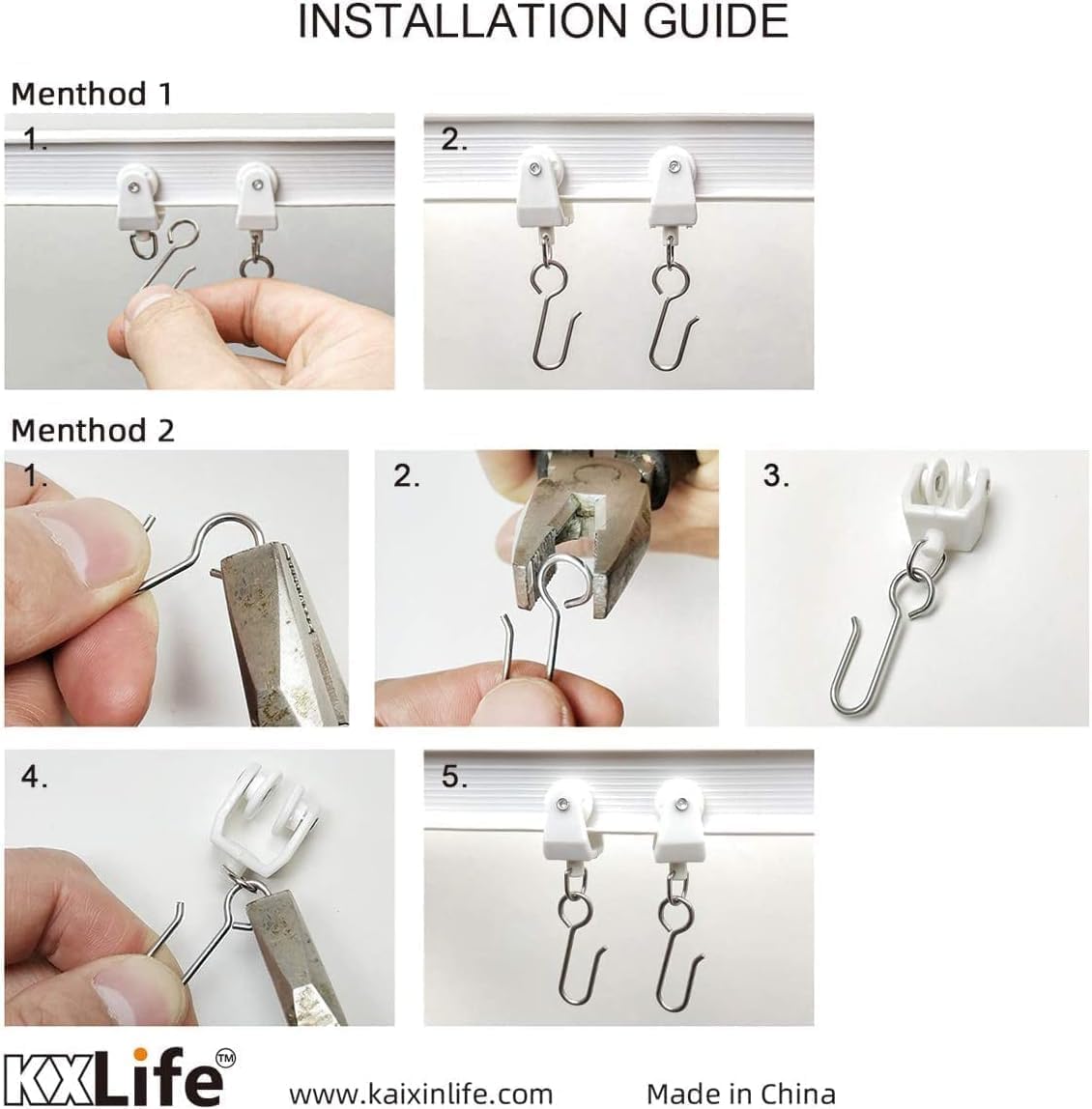 25 Pcs Curtain Track Rollers Heavy Duty Ceiling Mount Curtain Track Gliders Silent Sliding Rail Runner Hooks Stainless Steel Wheels for Room Divider Shower Drapery System (White)