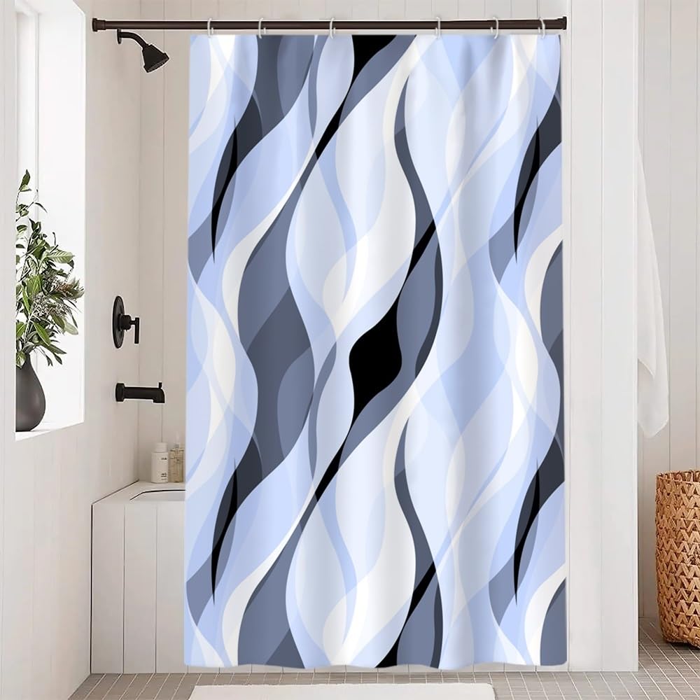 Brown Shower Curtain, Grey and Brown Striped Bathroom Decor 72x72