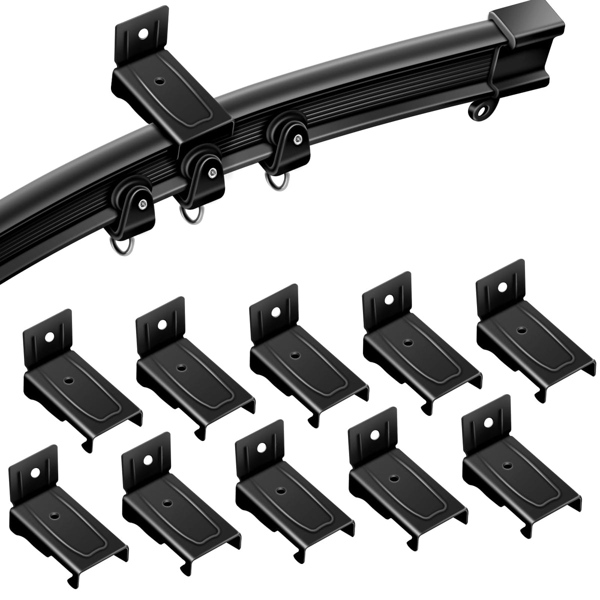 TOKPLNU Curtain Track Rollers, Flexible Bendable Curtain Track Glider 40 Pack Black Drapery Runners for Window Shower Curtain