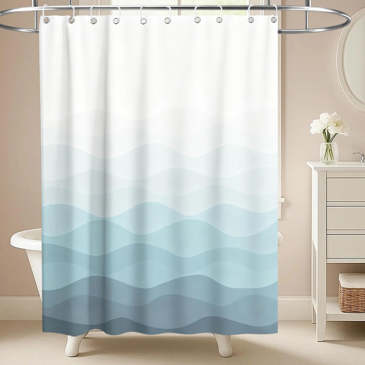 Nautical Green Sea Turtles Beach Theme Fabric Shower Curtain Sets Bathroom Blue Ocean Decor with Grommets and Hooks - 72 x 72 Inch Teal