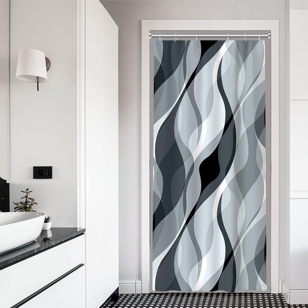Brown Shower Curtain, Grey and Brown Striped Bathroom Decor 72x72