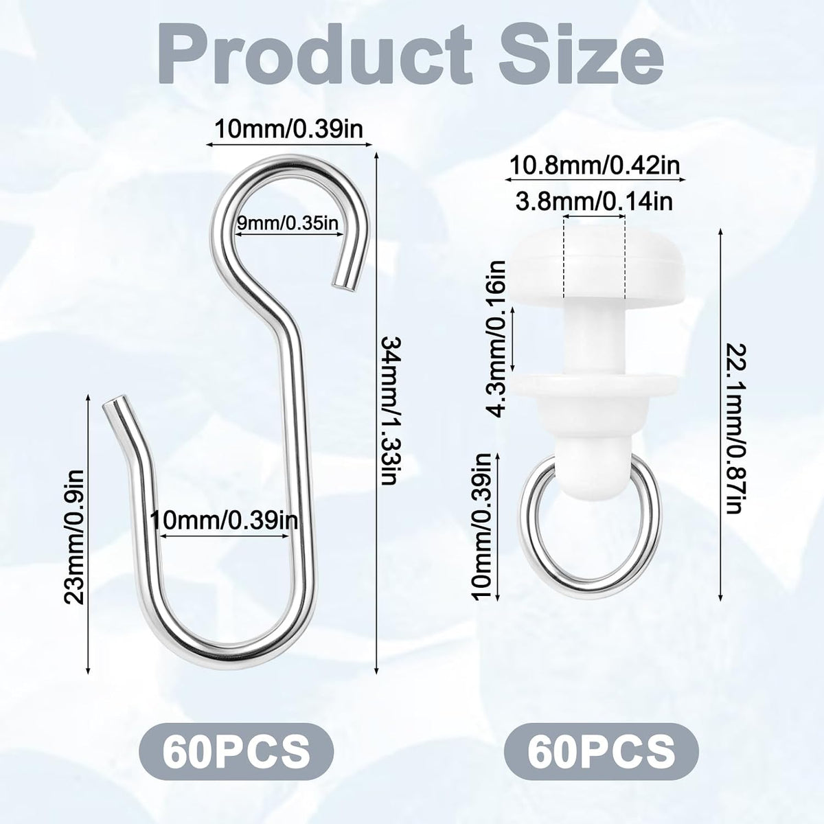 Jeffdad 120 Pcs Curtain Track Gliders Hooks, Shower Curtain Tracks Hooks