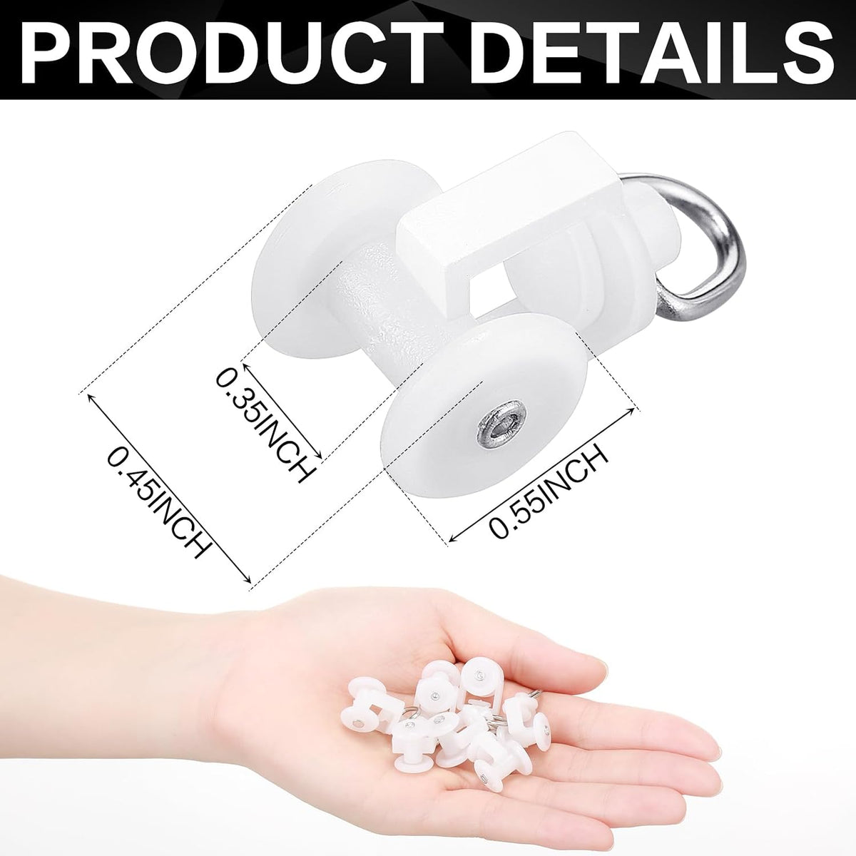 Barydat 100 Pcs Curtain Track Gliders Dual Wheel Plastic Mute Roller