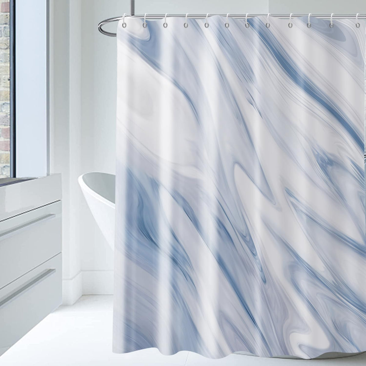 Brown Marble Shower Curtain, Grey Brown Modern Abstract Wave Luxury Bathroom Curtain Bathtub Home Decor Waterproof Fabric Machine Washable with 12 PCS Hooks,72" Wx72 L