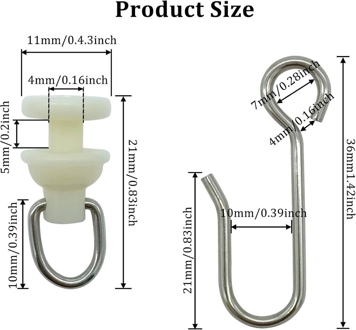 100 Pieces Curtain Slider Track Hooks and Gliders for Shower