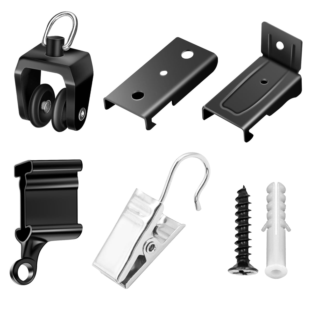 TOKPLNU Curtain Track Rollers, Flexible Bendable Curtain Track Glider 40 Pack Black Drapery Runners for Window Shower Curtain
