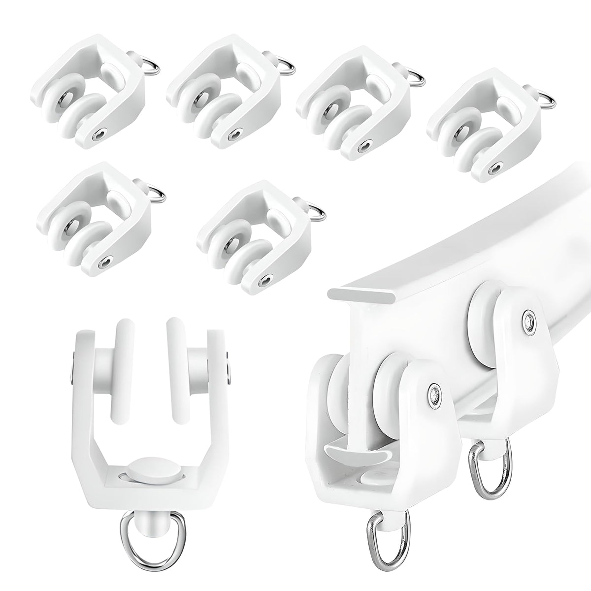 UrbanRed Curtain Track Rollers, 30 Pack Ceiling Curtain Rollers, White