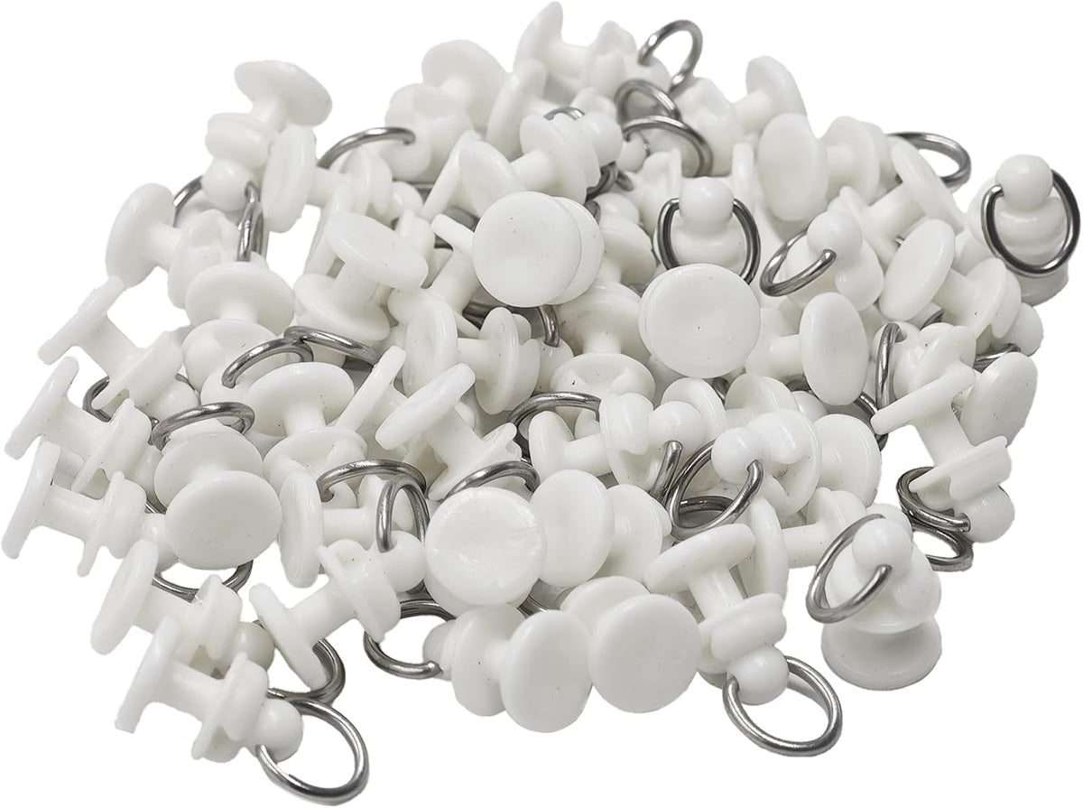 50PCS White Curtain Track Gliders, Plastic Sliding Hooks for Ceiling Mounted Rails, Smooth Rolling Accessories for Home RV Shower Dividers
