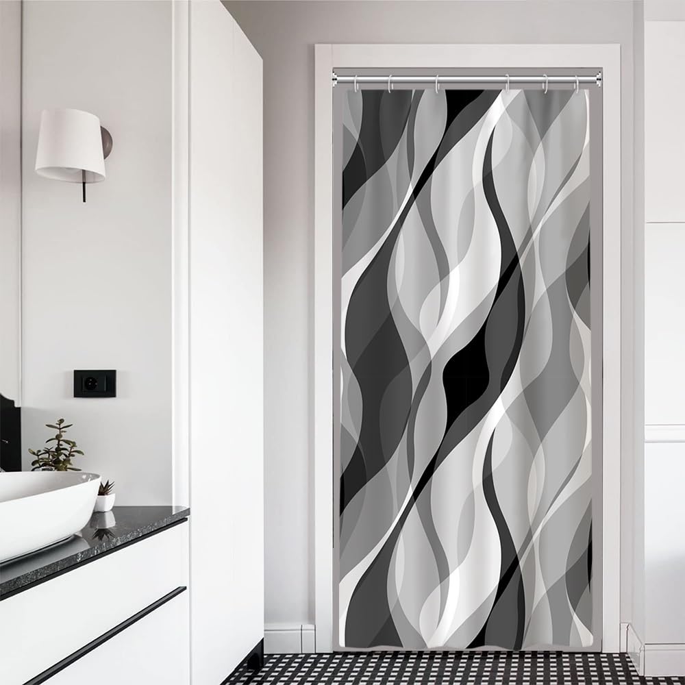 Brown Shower Curtain, Grey and Brown Striped Bathroom Decor 72x72