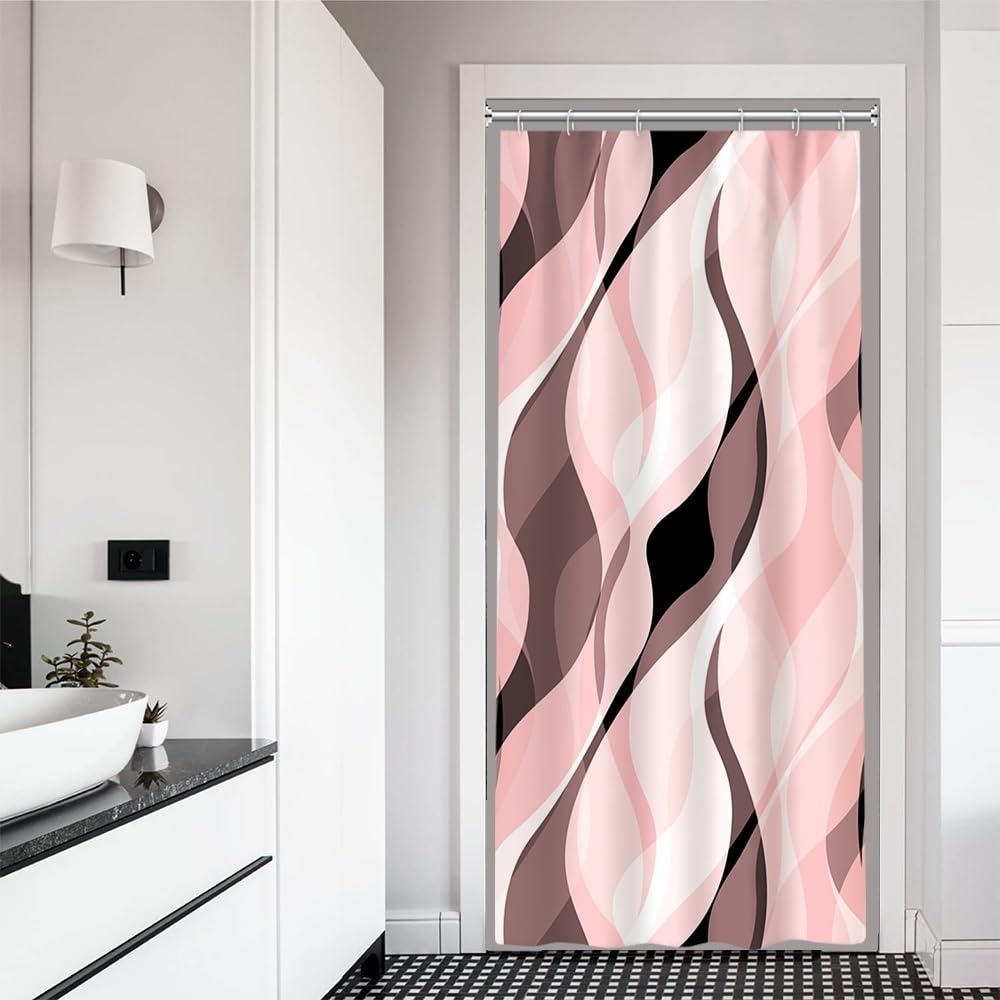 Brown Shower Curtain, Grey and Brown Striped Bathroom Decor 72x72