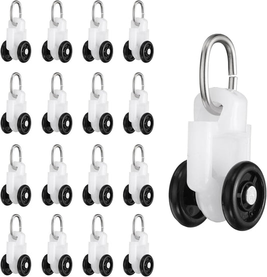 uxcell 50Pcs Curtain Track Rollers Curtain Rail Pulleys Runners Plastic Ceiling Gliders with Dual Wheel Roller for Window Tracks Carrier Accessories (Black)