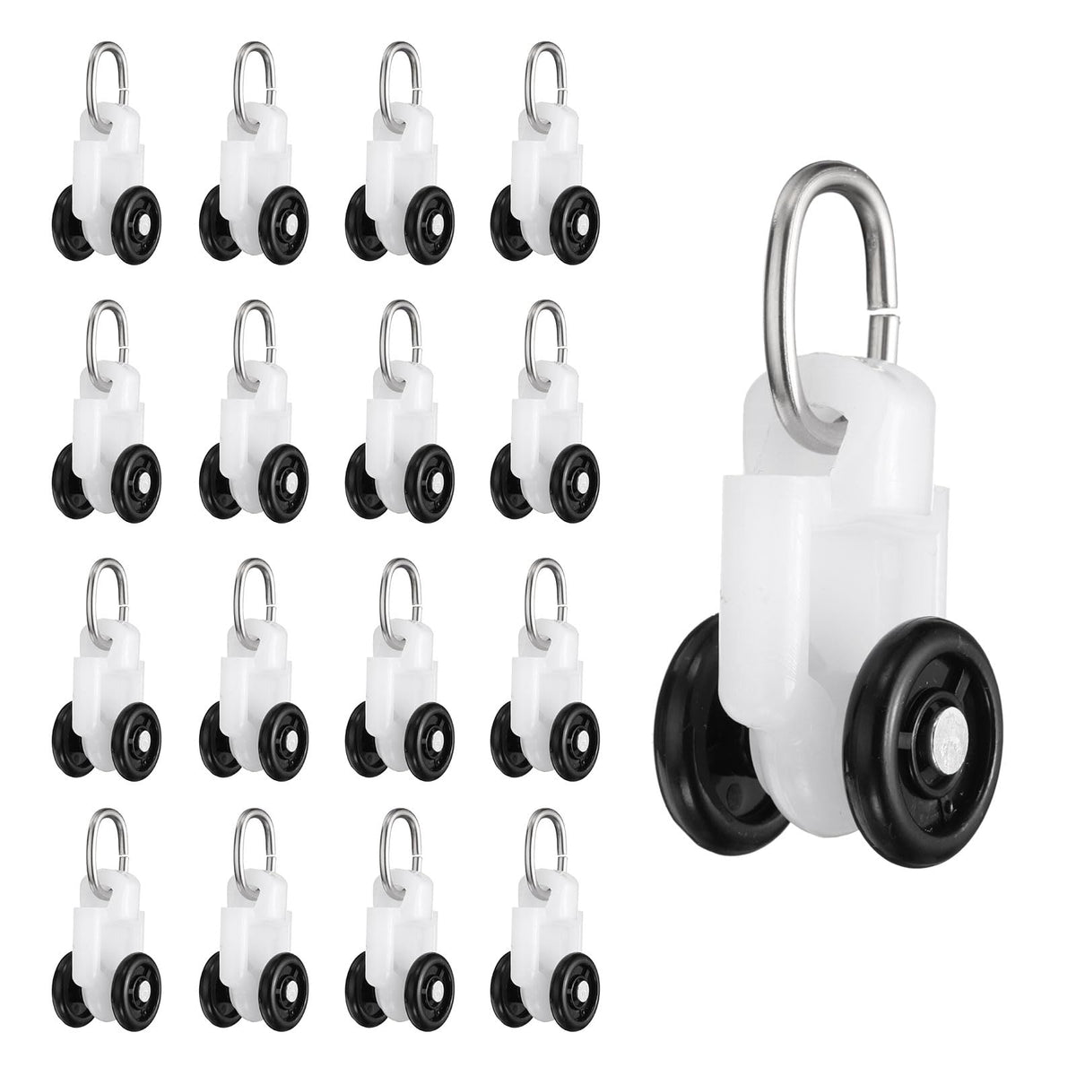uxcell 50Pcs Curtain Track Rollers Curtain Rail Pulleys Runners Plastic Ceiling Gliders with Dual Wheel Roller for Window Tracks Carrier Accessories (Black)