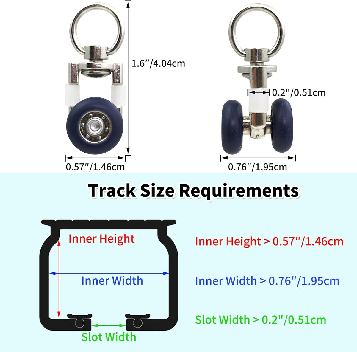 TSBS 15 Pack Ceiling Curtain Rollers, Sliding Track Gliders with Mute Wheel, Ideal for Ceiling, Wall, Room Divider, RV