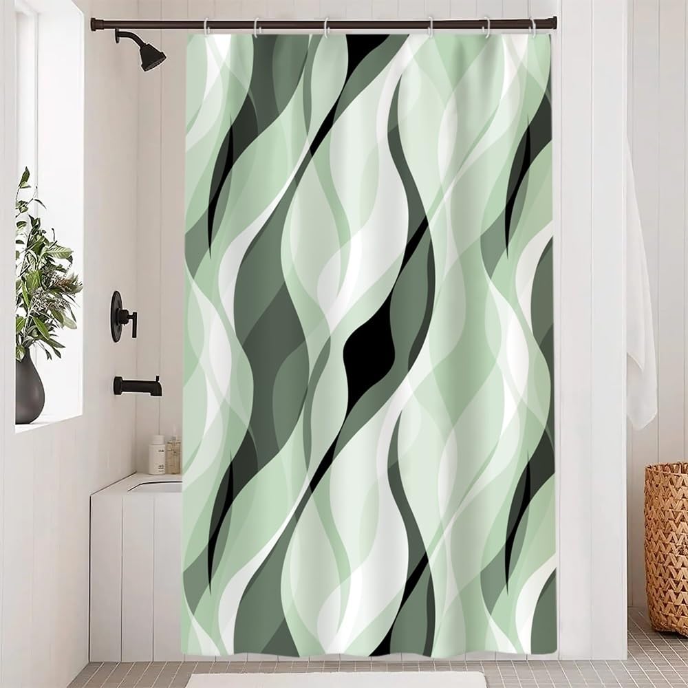 Brown Shower Curtain, Grey and Brown Striped Bathroom Decor 72x72