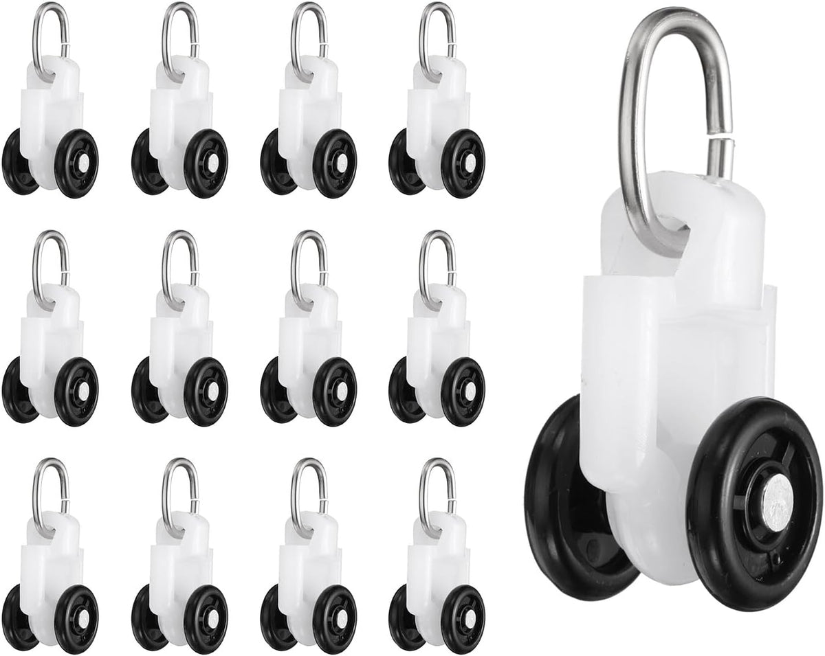 uxcell 30Pcs Curtain Track Rollers Curtain Rail Pulleys Runners Plastic Ceiling Gliders with Dual Wheel Roller for Window Tracks Carrier Accessories (Black)