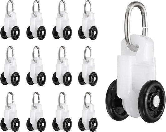 uxcell 30Pcs Curtain Track Rollers Curtain Rail Pulleys Runners Plastic Ceiling Gliders with Dual Wheel Roller for Window Tracks Carrier Accessories (Black)