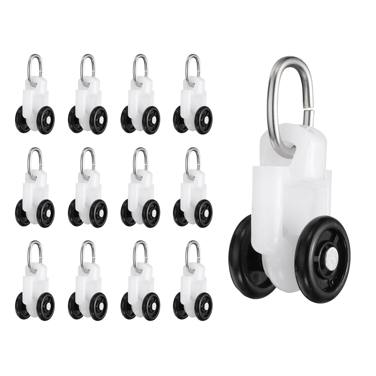 uxcell 30Pcs Curtain Track Rollers Curtain Rail Pulleys Runners Plastic Ceiling Gliders with Dual Wheel Roller for Window Tracks Carrier Accessories (Black)
