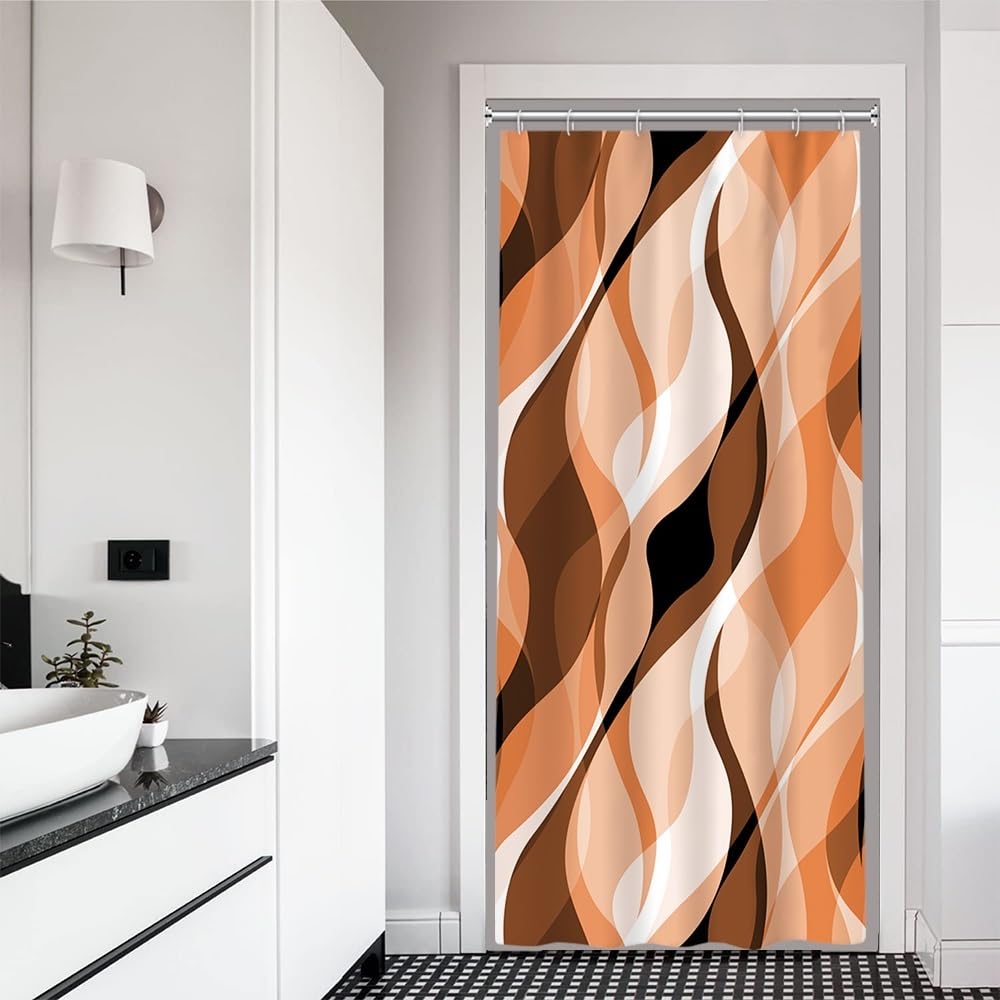 Brown Shower Curtain, Grey and Brown Striped Bathroom Decor 72x72
