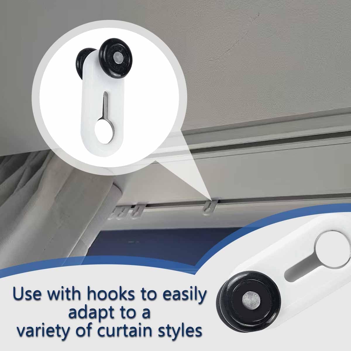 Curtain Track Rollers Mute Curtain Tracks Pulley Wheel Rollers Runners for Ceiling Wall Mount 50 Pieces
