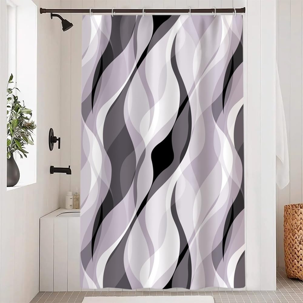 Brown Shower Curtain, Grey and Brown Striped Bathroom Decor 72x72