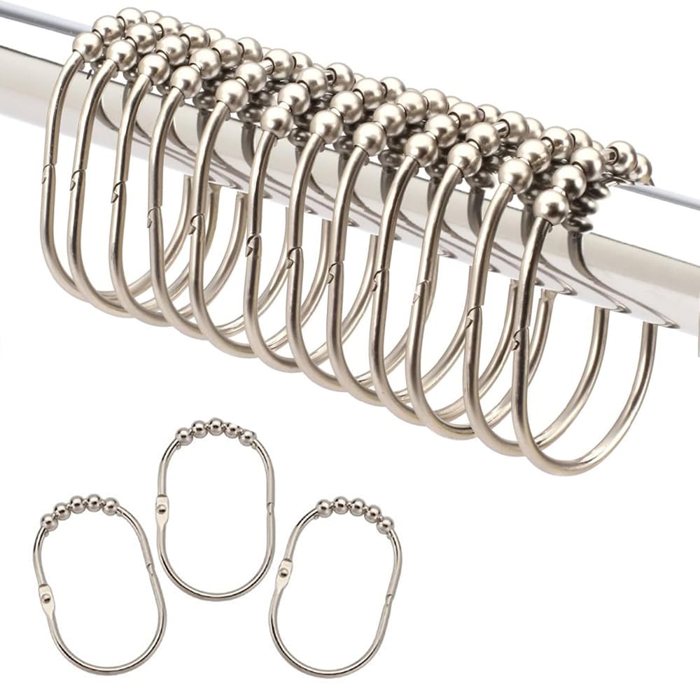 Double Glide Roller Shower Curtain Hooks, Oil Rubbed Bronze,12PCS