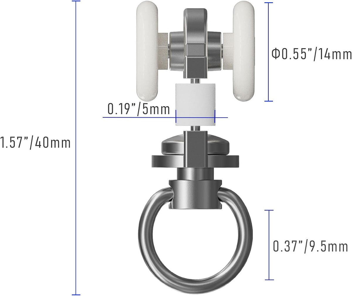 10Pcs 0.41" Dia Curtain Track Rollers Alloy Twin Wheeled Carriers Drapery Rail for Windows Shower Curtain Tracks