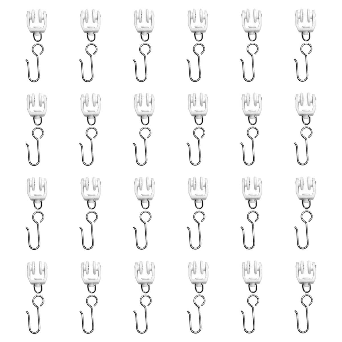 25 Set Ceiling Curtain Track Roller Hooks, Heavy Duty Stainless Steel Gliders for Room Divider, Shower & Flexible Track Systems – Smooth Sliding, Quiet & Easy Install – White