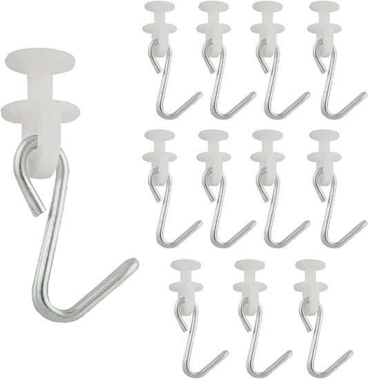 Curtain Carriers Glide ZZLZX 12 Sets Button Carrier Sliders with Metal Hook for Curtain Tracks, Shower Curtain Carriers Rollers and Hooks