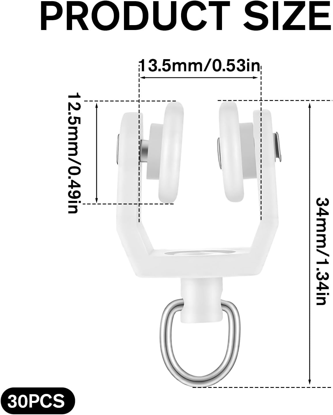 30 Pcs Curtain Track Rollers Flexible Bendable Curtain Track Hooks Ceiling Sliding Curtains Glider Accessories Plastic Shower Rail Hooks for Shower Window