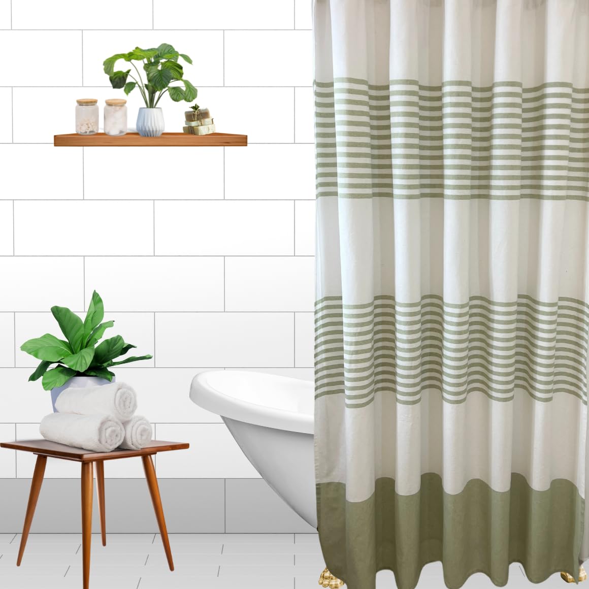 Serafina Home Nautical Striped Blue and White Fabric Shower Curtain: