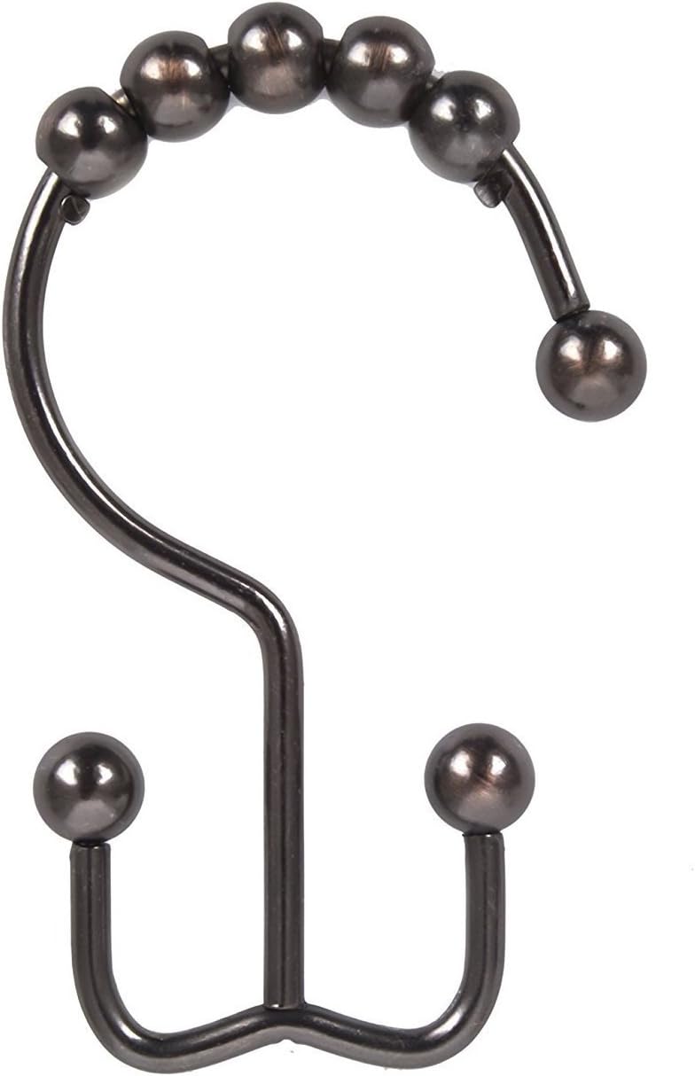 Double Glide Roller Shower Curtain Hooks, Oil Rubbed Bronze,12PCS