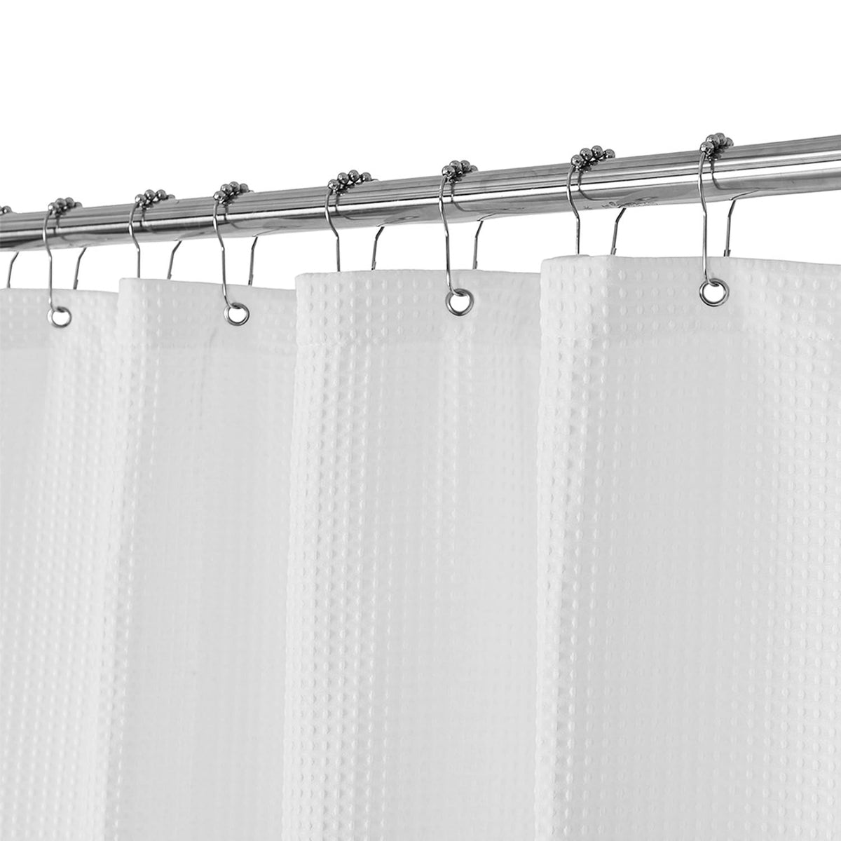 Barossa Design Waffle Weave Short Shower Curtain Fabric 66" Length, White