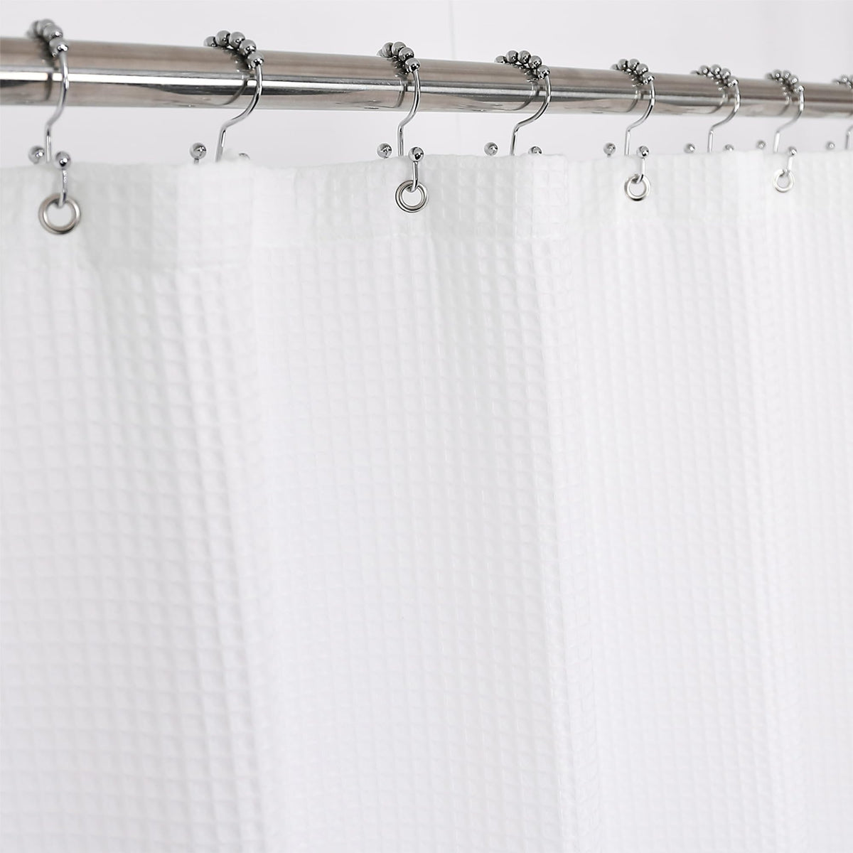 Barossa Design Waffle Weave Extra-Long Shower Curtain White, 72x80