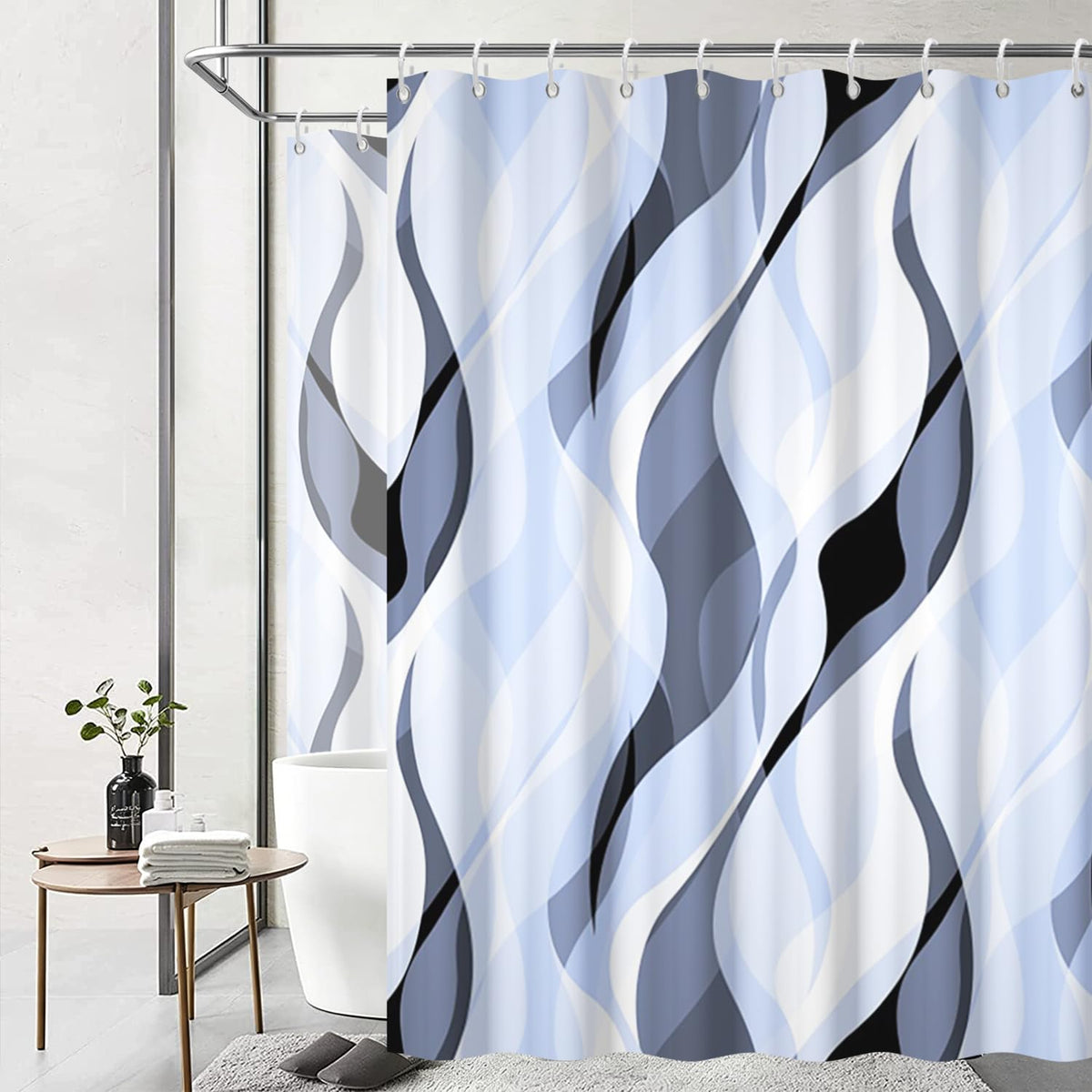 Brown Shower Curtain, Grey and Brown Striped Bathroom Decor 72x72